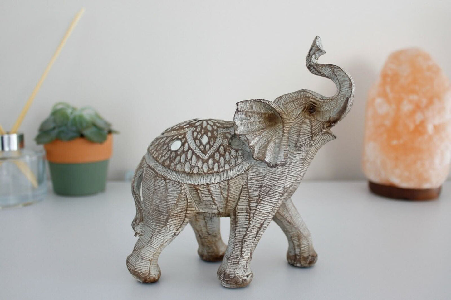 Resin Wood Effect Elephant Ornament
