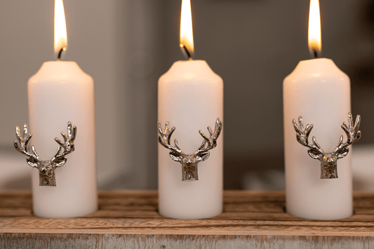 3 Piece Silver Stag Design Candle Pins