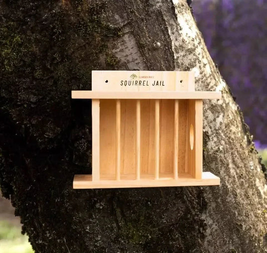 Hanging Wooden Bird Squirrel Feeder Wildlife Jail Feeding Station