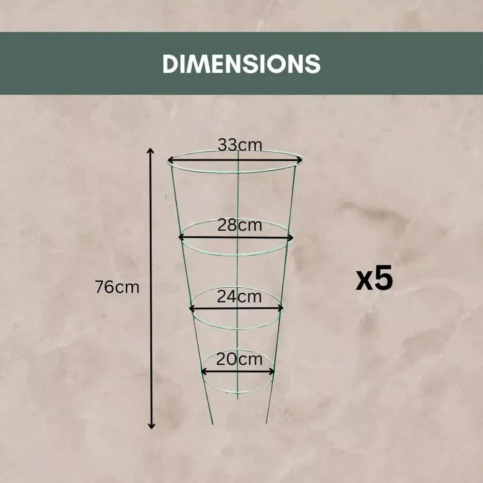 5pc Conical Plant Supports Trellis Garden Climbing Cage