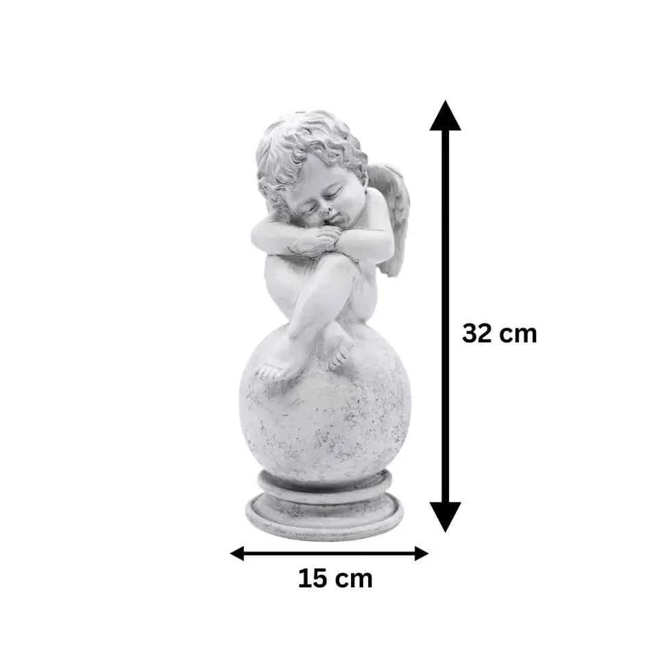 Angel Cherub Garden Ornament Sitting Fairy White