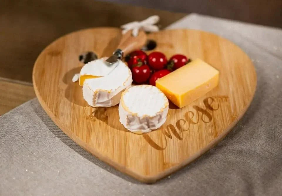 Wooden Cheese Board With Knife, Heart Home Kitchen Wood Serving Platter