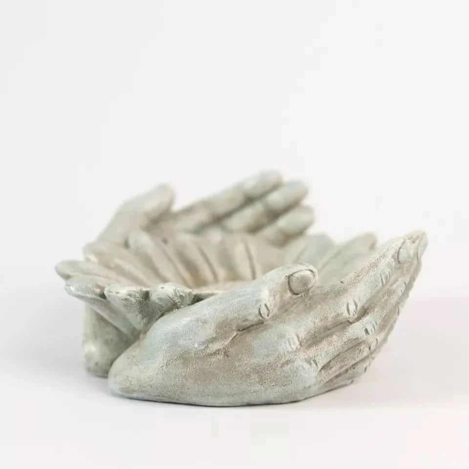 Stone Effect Sunflower Ornament Garden Bird Water Feeder Bath Decor Hands