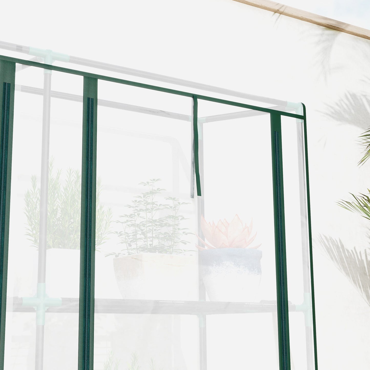 Outsunny 3 Tier Lean-to Mini Greenhouse with Plastic Cover, Clear