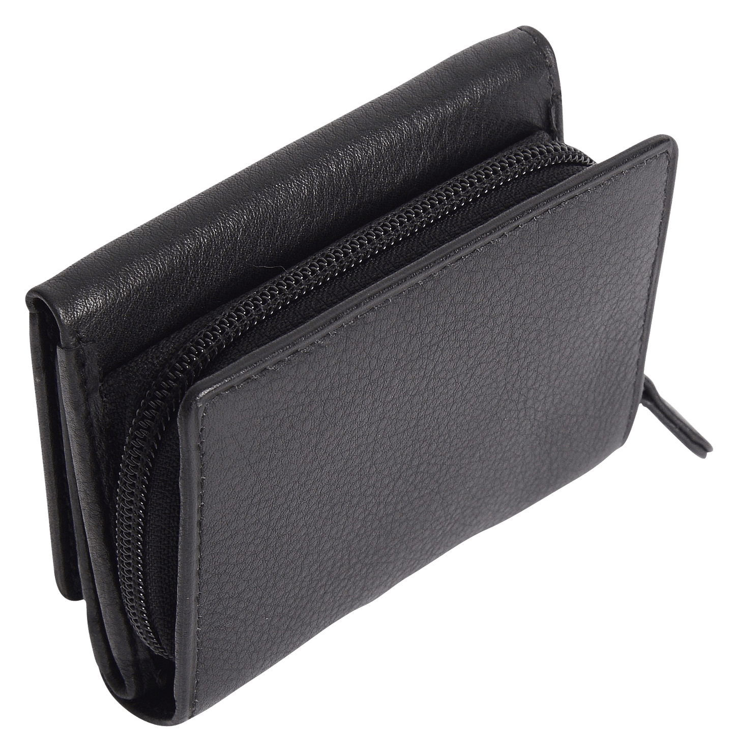 SADDLER CARLA Handmade Leather Compact Trifold Purse – RFID Protected | 5 Card Slots, ID Window & Zipped Coin Pocket | Gift Boxed