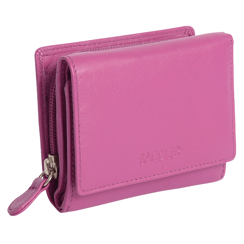 SADDLER CARLA Handmade Leather Compact Trifold Purse – RFID Protected | 5 Card Slots, ID Window & Zipped Coin Pocket | Gift Boxed
