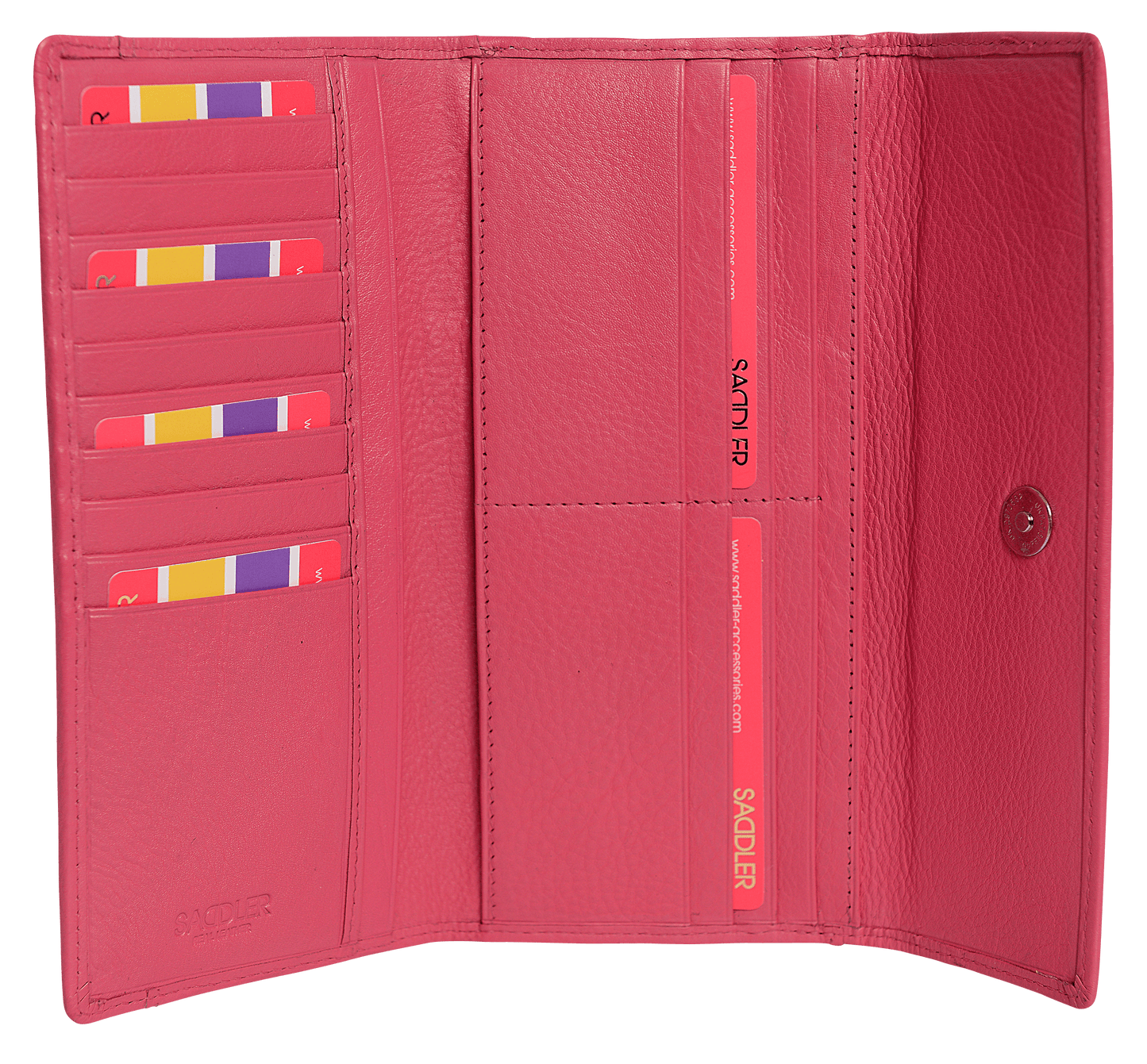 SADDLER CLAIRE Long Leather Trifold Purse - 18 Card Slots, Dual Zip Pockets, and Note Sections - RFID Protected