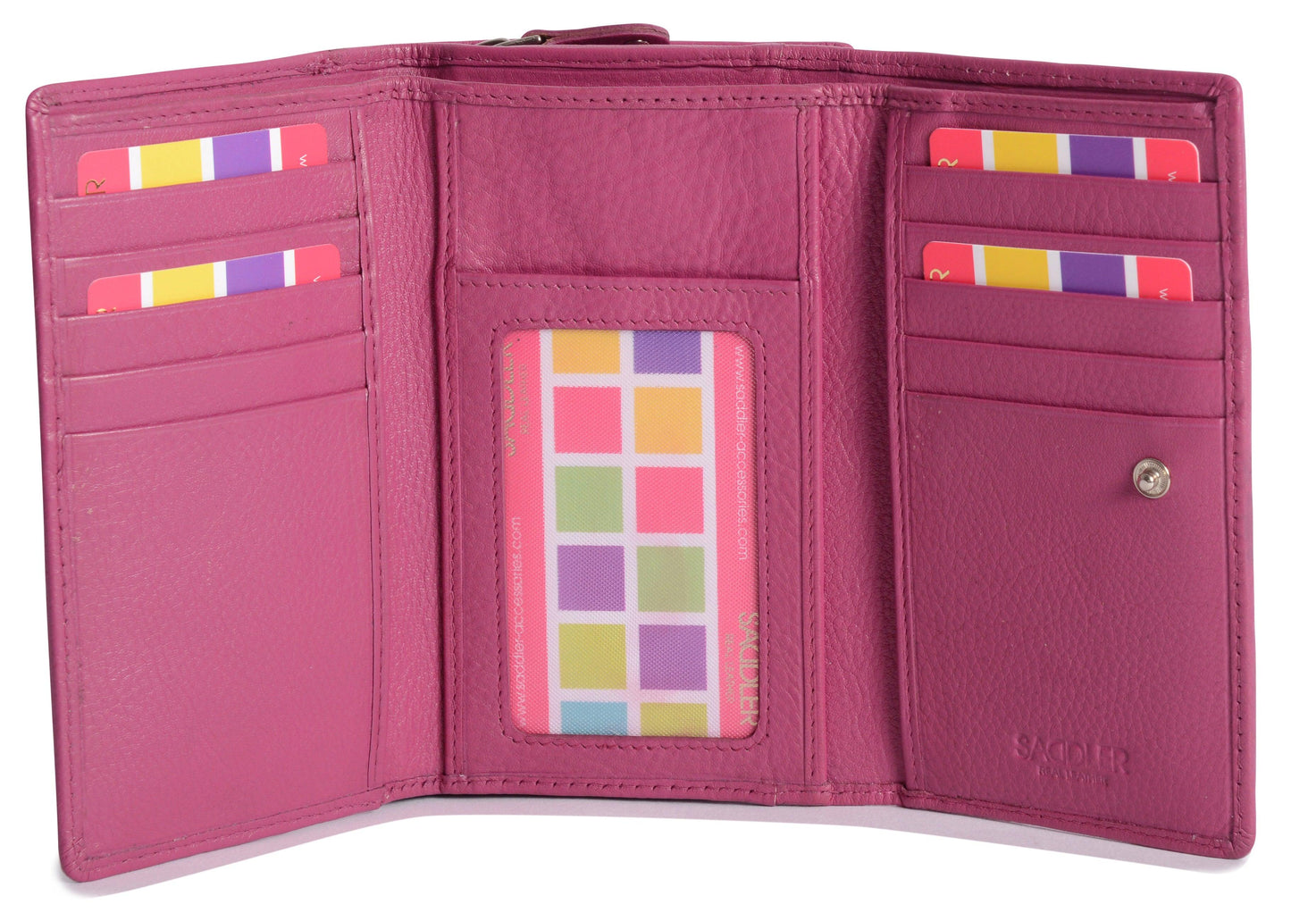 Compact Trifold Leather Purse "Eleanor" – Handmade by Saddler | RFID Protected & Gift Boxed | 10 Card Slots & Rear Zip Coin Pocket