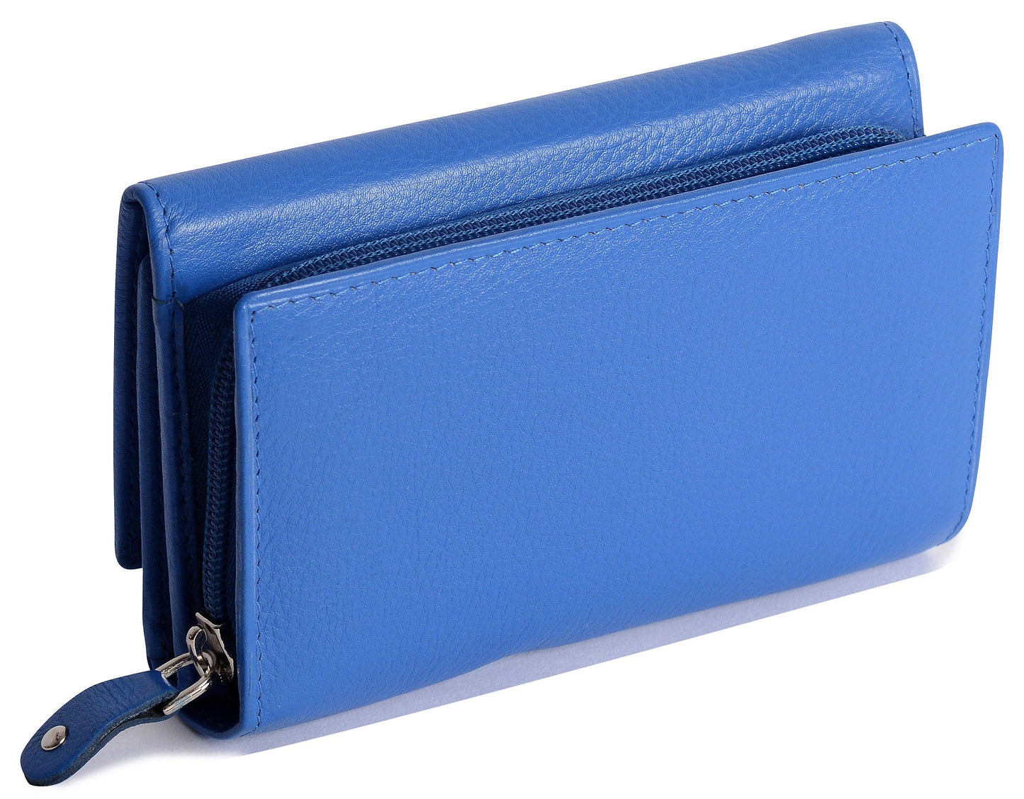 Compact Trifold Leather Purse "Eleanor" – Handmade by Saddler | RFID Protected & Gift Boxed | 10 Card Slots & Rear Zip Coin Pocket