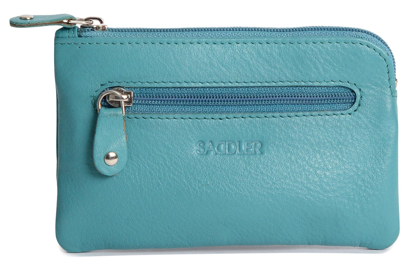 Compact Leather Coin & Card Purse "Ellie" – Handmade by Saddler | RFID Protected & Gift Boxed | With Front Zip Pocket & Key Holder