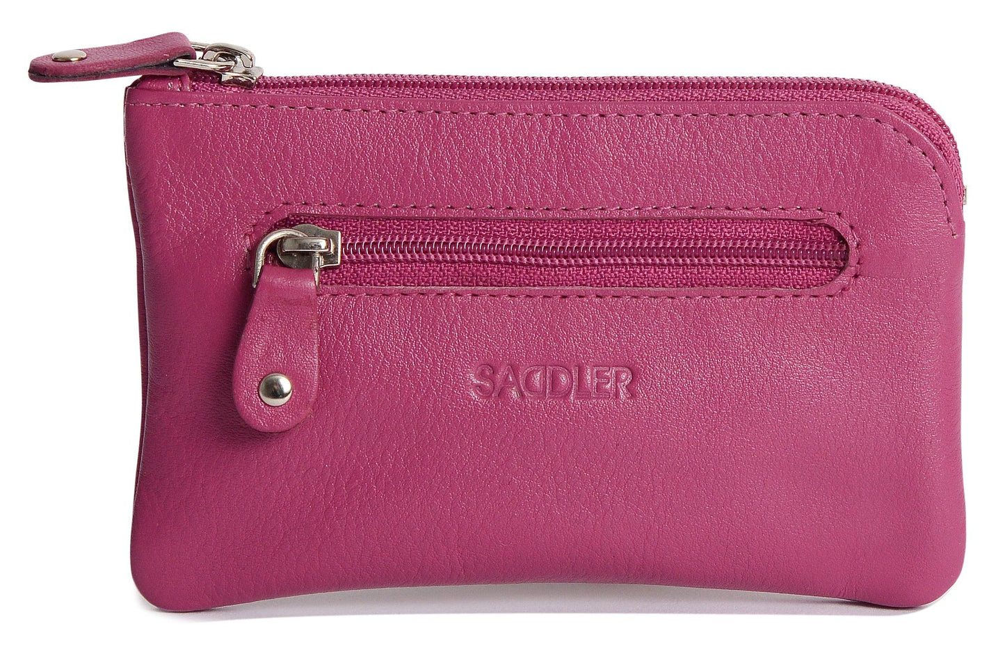 Compact Leather Coin & Card Purse "Ellie" – Handmade by Saddler | RFID Protected & Gift Boxed | With Front Zip Pocket & Key Holder