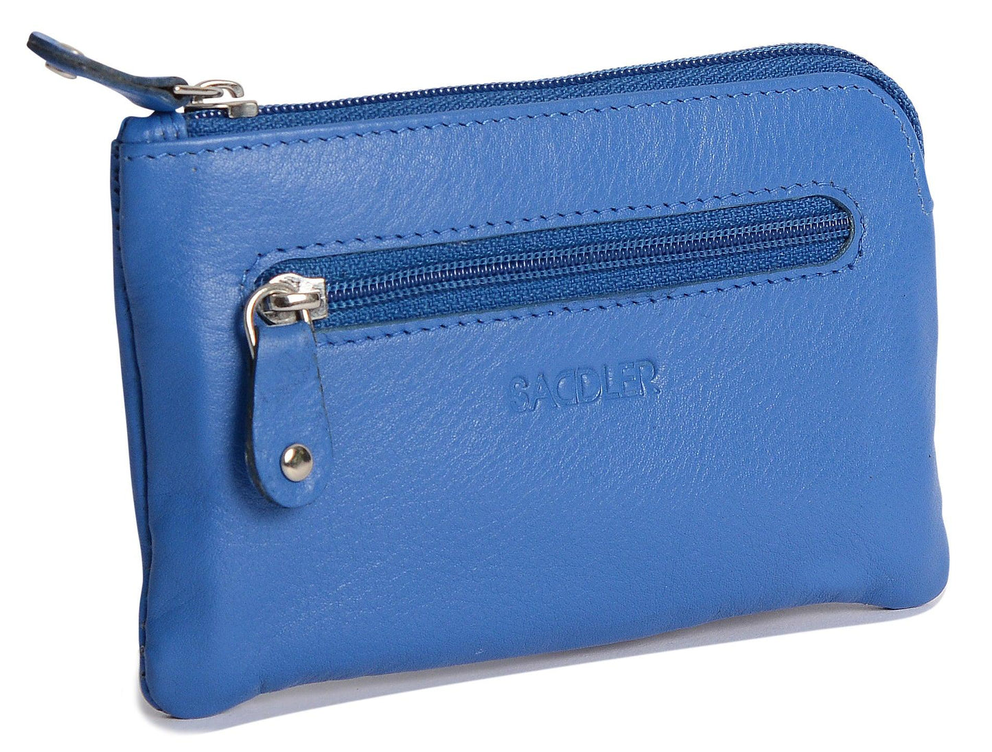 Compact Leather Coin & Card Purse "Ellie" – Handmade by Saddler | RFID Protected & Gift Boxed | With Front Zip Pocket & Key Holder