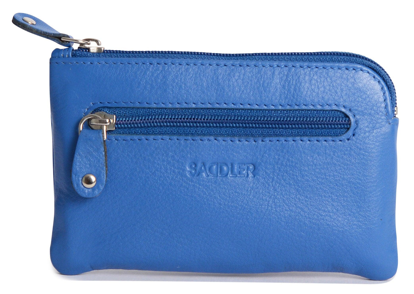 Compact Leather Coin & Card Purse "Ellie" – Handmade by Saddler | RFID Protected & Gift Boxed | With Front Zip Pocket & Key Holder