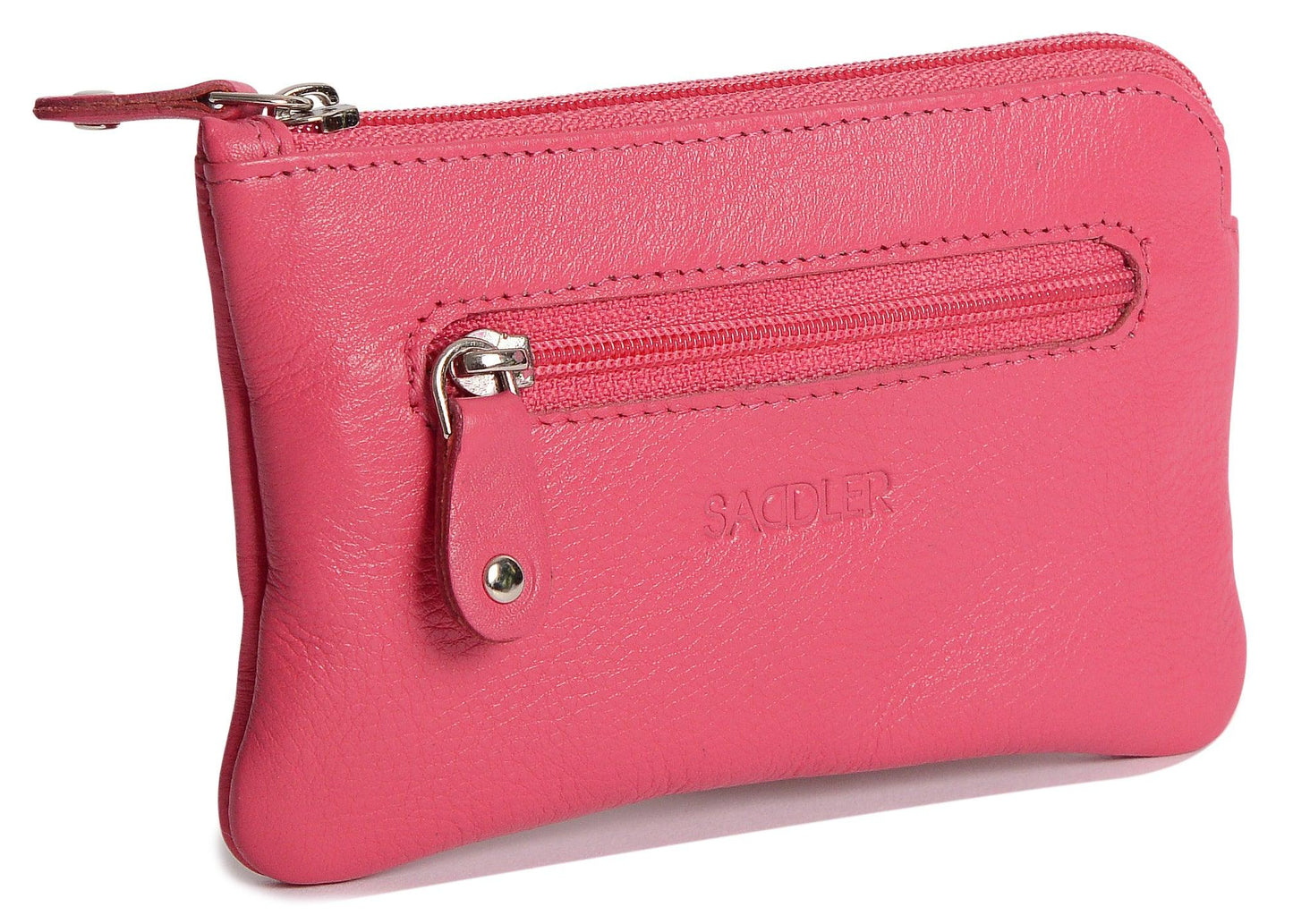 Compact Leather Coin & Card Purse "Ellie" – Handmade by Saddler | RFID Protected & Gift Boxed | With Front Zip Pocket & Key Holder