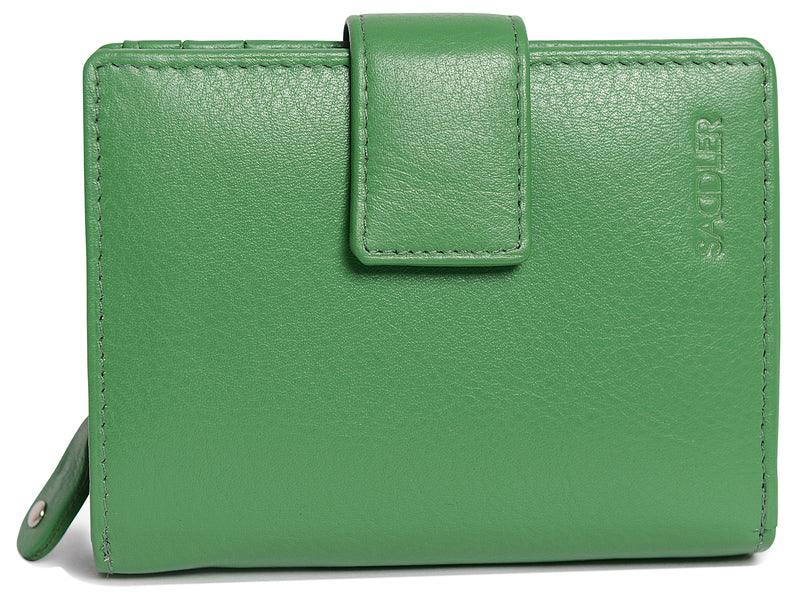 SADDLER EMILY Handmade Leather Mid-Size Wallet – RFID Protected | 10 Card Slots, Secure Tab Closure & Zipped Coin Pocket | Gift Boxed