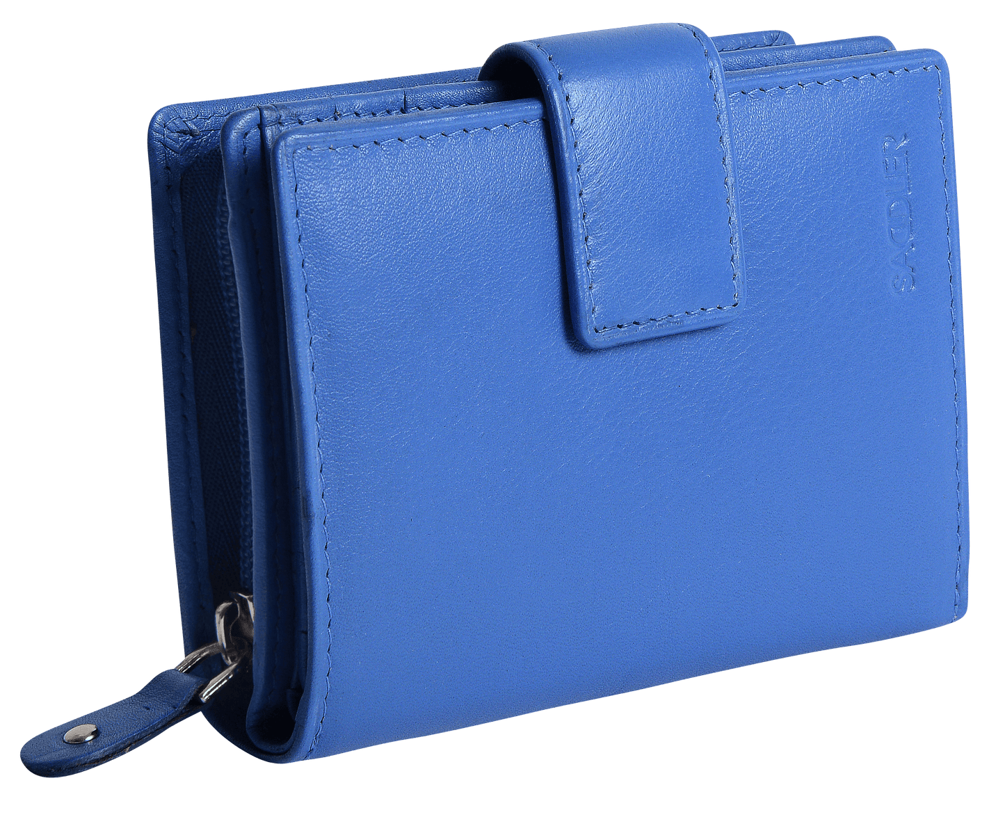 SADDLER EMILY Handmade Leather Mid-Size Wallet – RFID Protected | 10 Card Slots, Secure Tab Closure & Zipped Coin Pocket | Gift Boxed