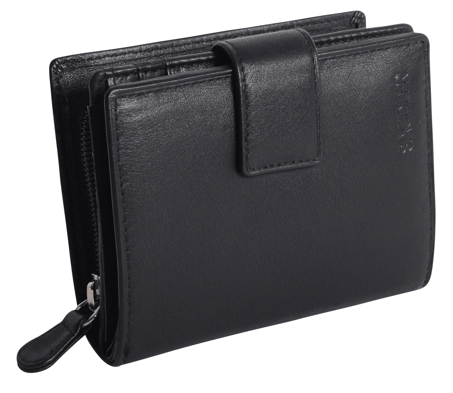 SADDLER EMILY Handmade Leather Mid-Size Wallet – RFID Protected | 10 Card Slots, Secure Tab Closure & Zipped Coin Pocket | Gift Boxed