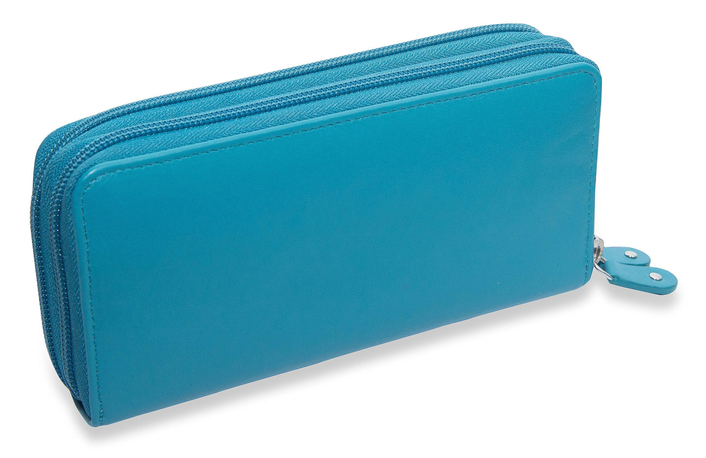 SADDLER GABRIELLA Leather Double Zip Around Purse - 8 Card Slots, Phone Pocket, and Coin Purse - RFID Protected