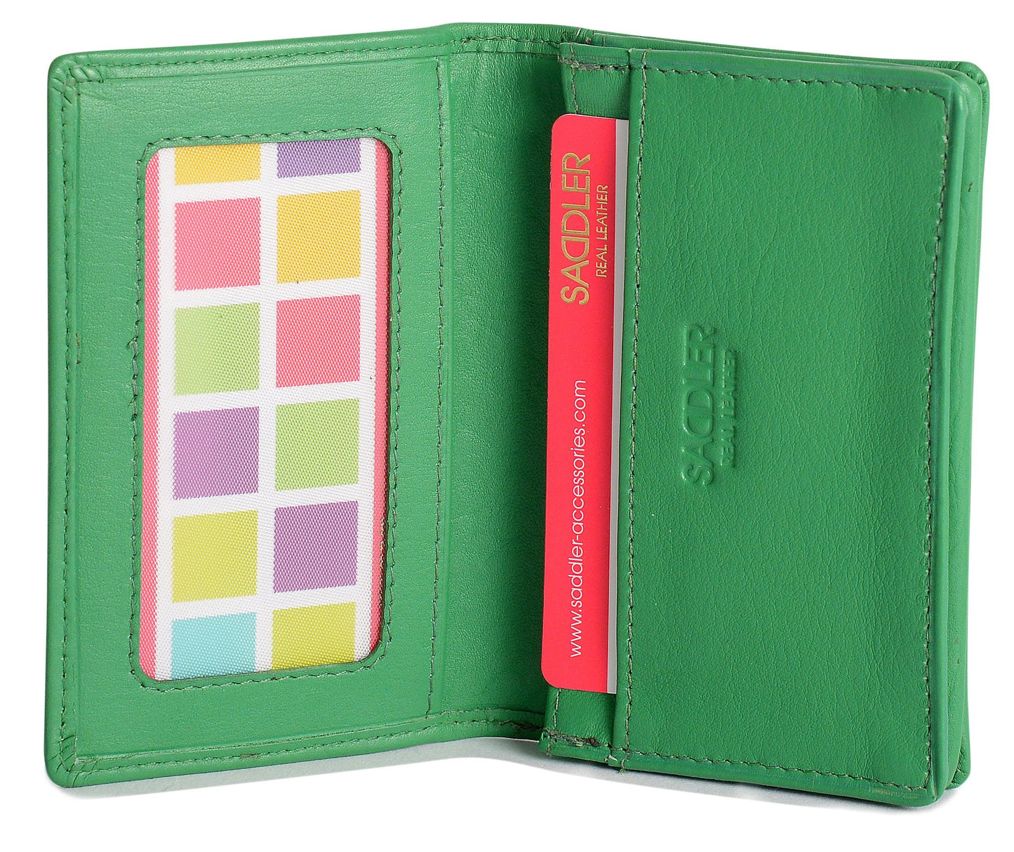 SADDLER JESSICA Leather Credit Card Holder with RFID Protection - 2 Sections and ID Window