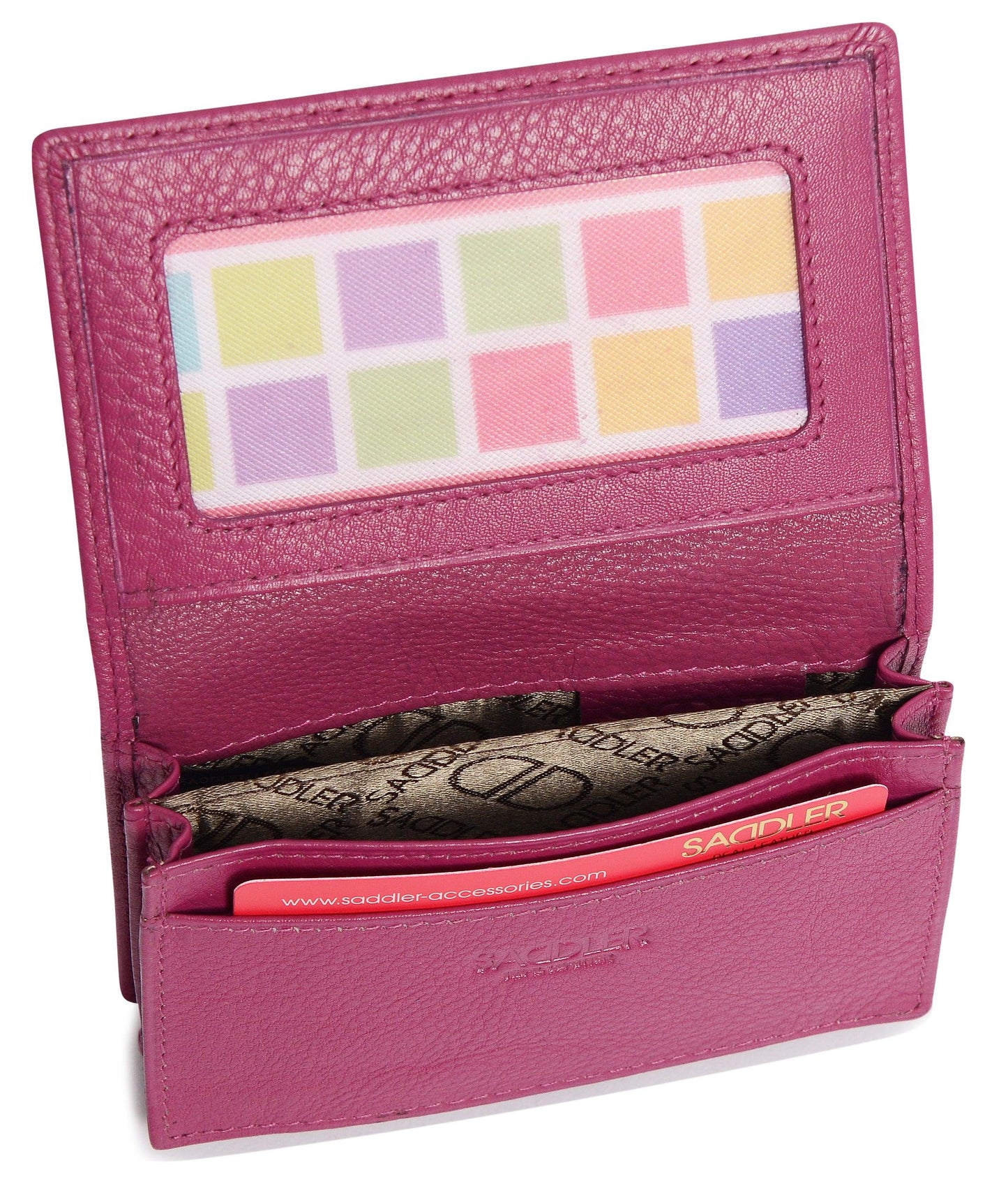 SADDLER JESSICA Leather Credit Card Holder with RFID Protection - 2 Sections and ID Window