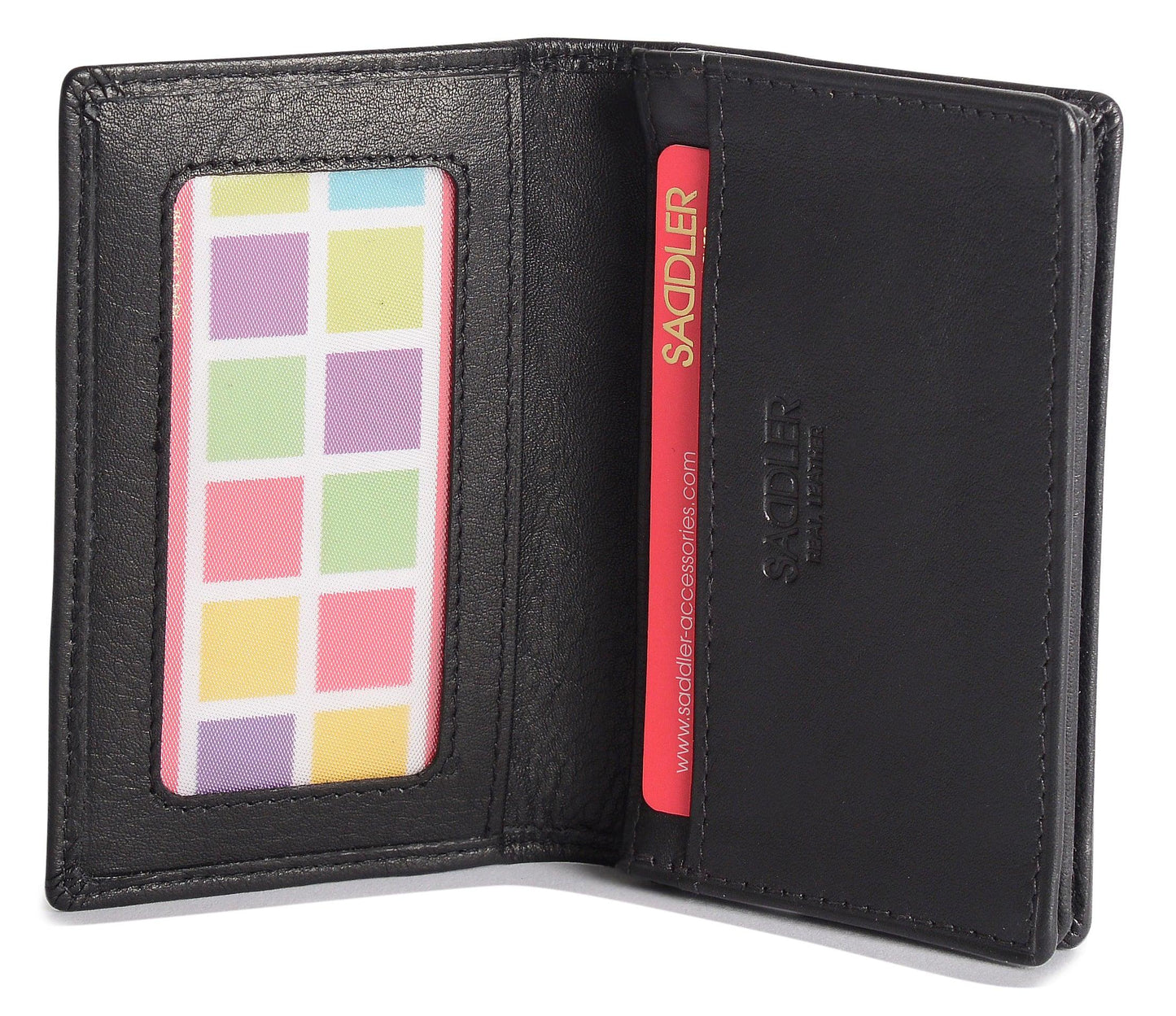 SADDLER JESSICA Leather Credit Card Holder with RFID Protection - 2 Sections and ID Window