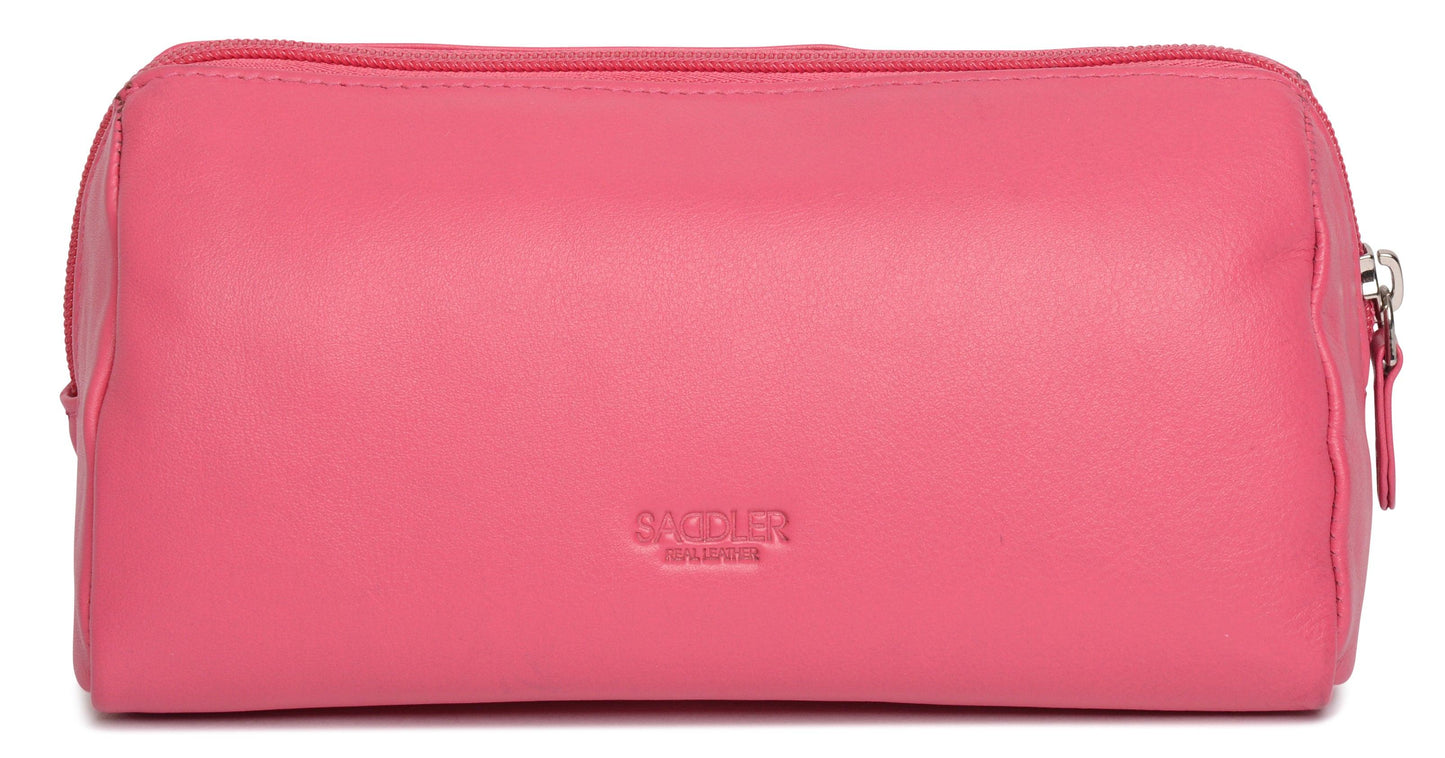 SADDLER MEGAN Leather Zip Top Cosmetic Bag - Large Capacity and Inner Zip Pocket - RFID Protected