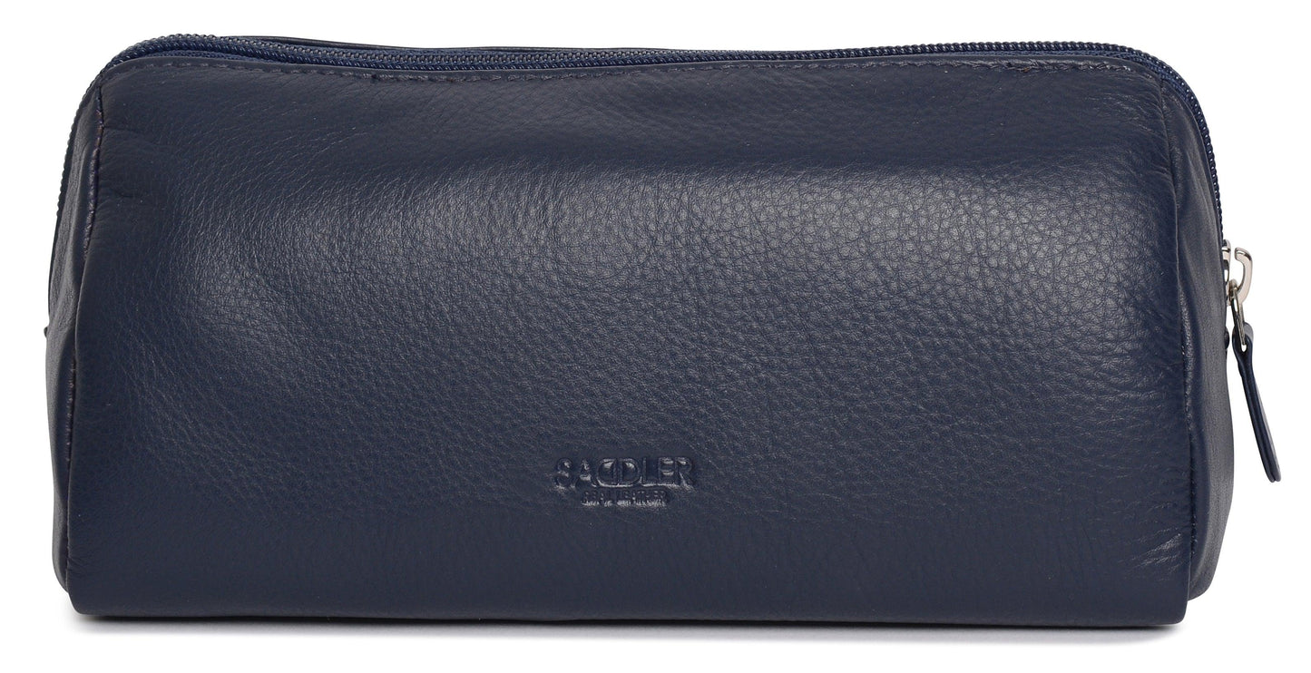 SADDLER MEGAN Leather Zip Top Cosmetic Bag - Large Capacity and Inner Zip Pocket - RFID Protected