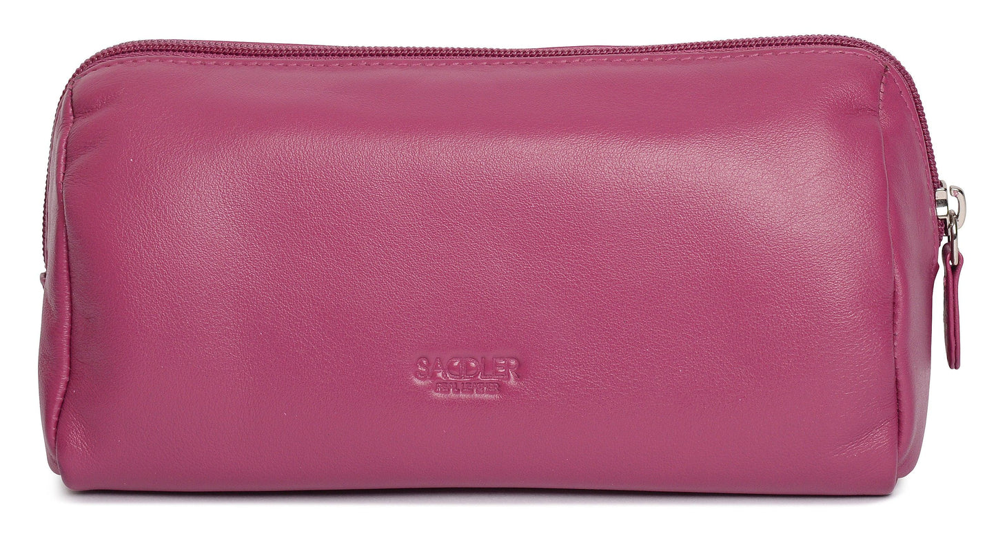 SADDLER MEGAN Leather Zip Top Cosmetic Bag - Large Capacity and Inner Zip Pocket - RFID Protected