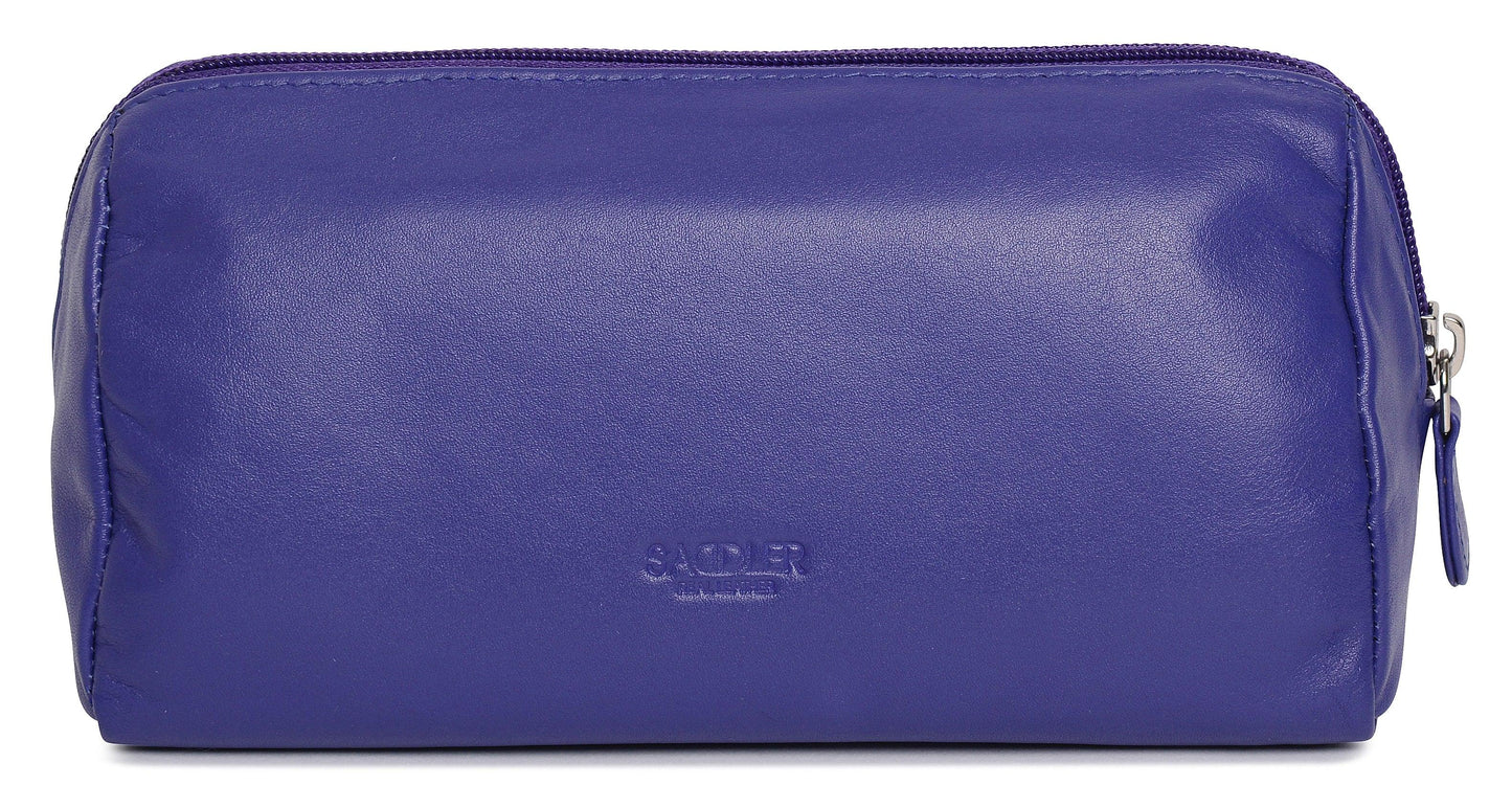 SADDLER MEGAN Leather Zip Top Cosmetic Bag - Large Capacity and Inner Zip Pocket - RFID Protected
