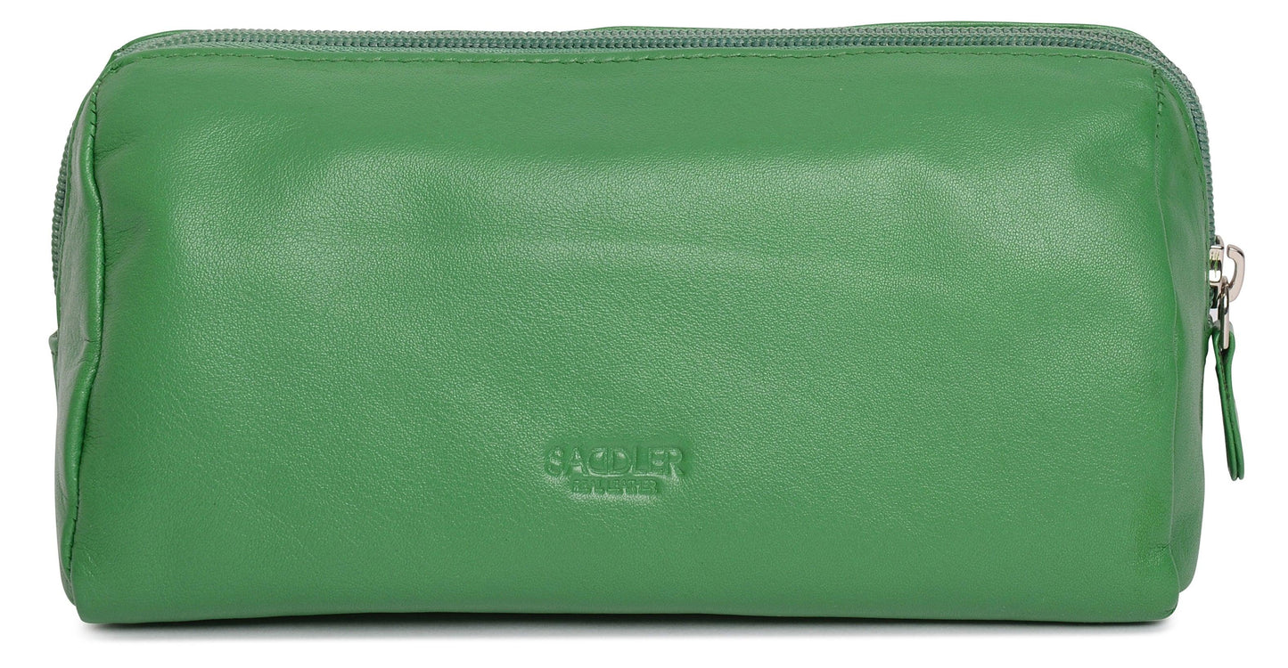 SADDLER MEGAN Leather Zip Top Cosmetic Bag - Large Capacity and Inner Zip Pocket - RFID Protected