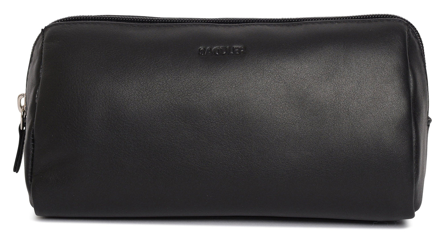 SADDLER MEGAN Leather Zip Top Cosmetic Bag - Large Capacity and Inner Zip Pocket - RFID Protected