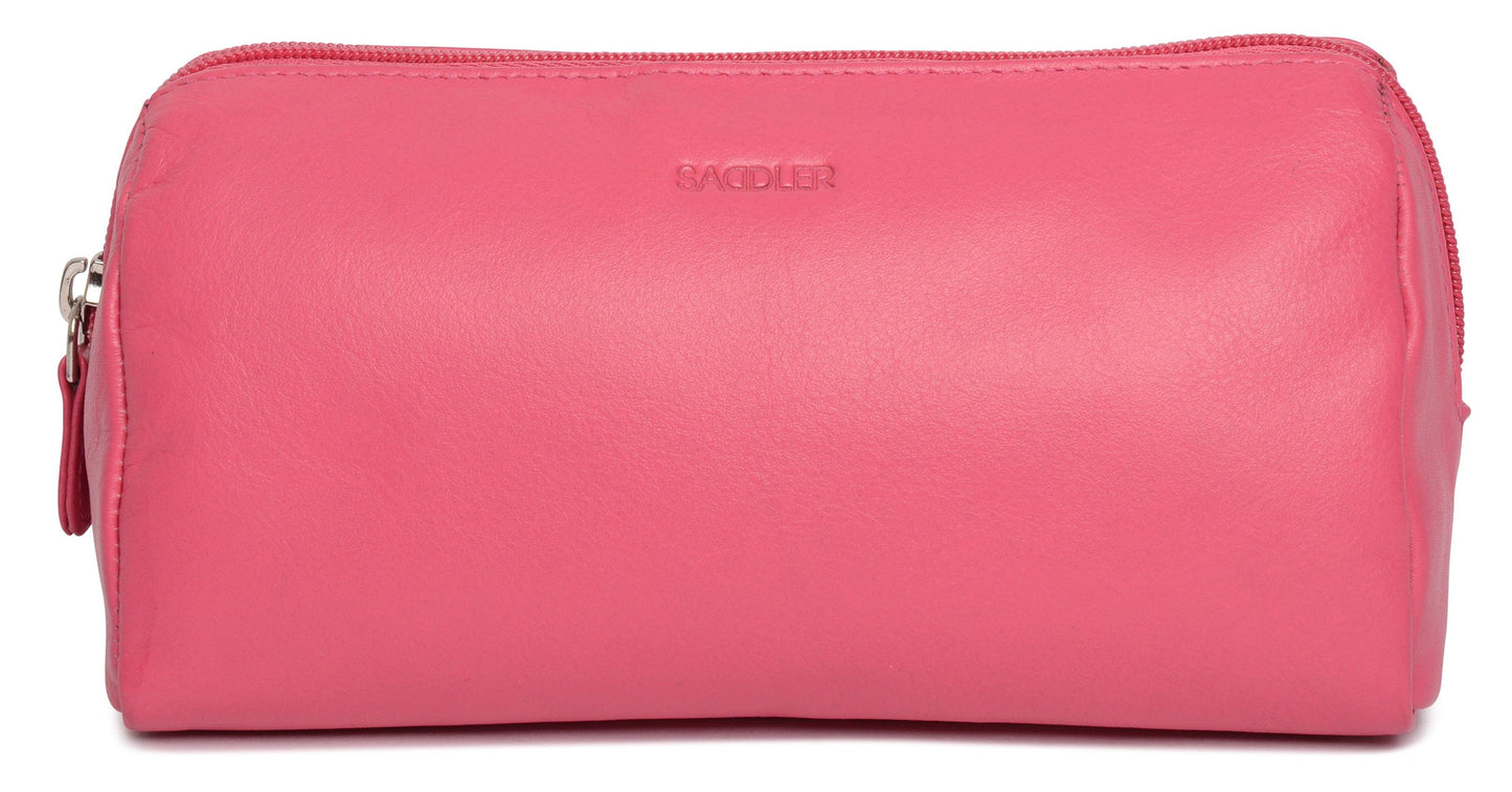 SADDLER MEGAN Leather Zip Top Cosmetic Bag - Large Capacity and Inner Zip Pocket - RFID Protected