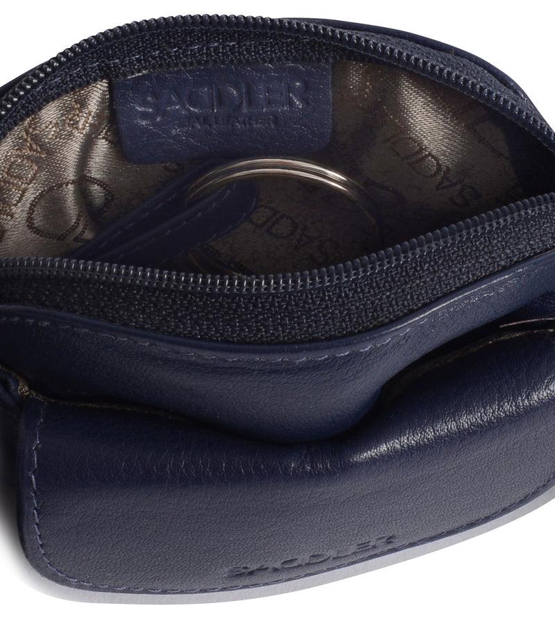 Compact Leather Zip-Top Coin Purse "Molly" – Handmade by Saddler | RFID Protected & Gift Boxed | With Front Pocket & Interior Key Ring