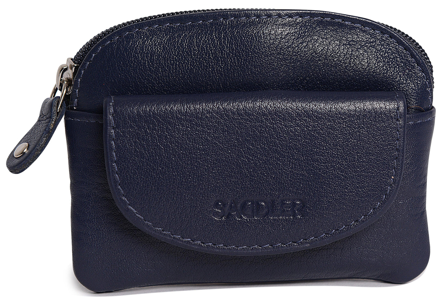 Compact Leather Zip-Top Coin Purse "Molly" – Handmade by Saddler | RFID Protected & Gift Boxed | With Front Pocket & Interior Key Ring