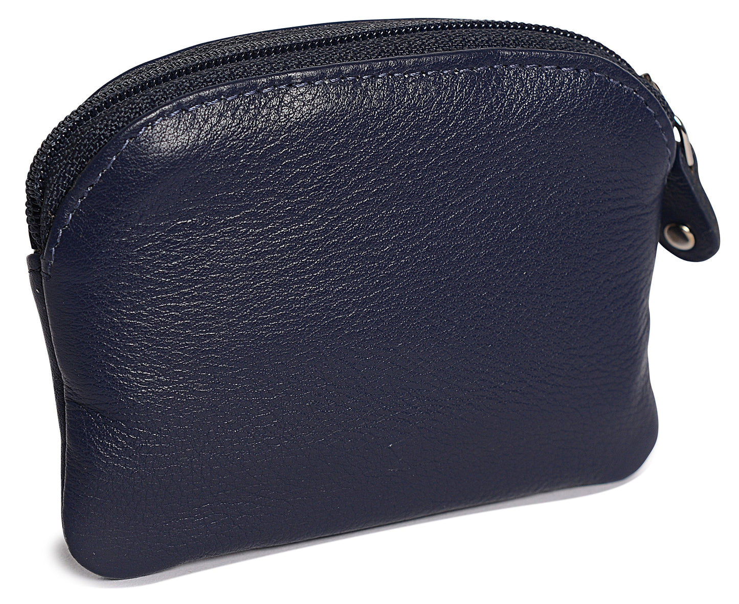 Compact Leather Zip-Top Coin Purse "Molly" – Handmade by Saddler | RFID Protected & Gift Boxed | With Front Pocket & Interior Key Ring