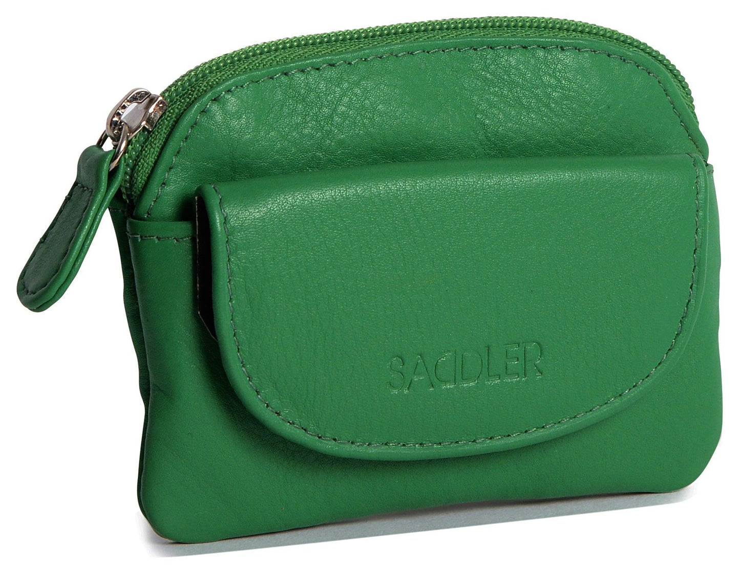 Compact Leather Zip-Top Coin Purse "Molly" – Handmade by Saddler | RFID Protected & Gift Boxed | With Front Pocket & Interior Key Ring