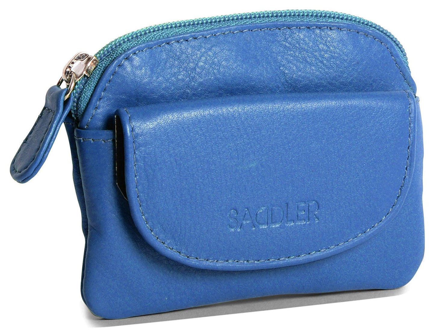 Compact Leather Zip-Top Coin Purse "Molly" – Handmade by Saddler | RFID Protected & Gift Boxed | With Front Pocket & Interior Key Ring