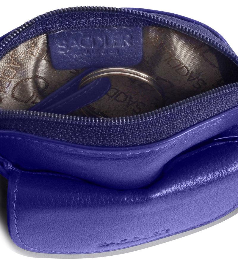 Compact Leather Zip-Top Coin Purse "Molly" – Handmade by Saddler | RFID Protected & Gift Boxed | With Front Pocket & Interior Key Ring