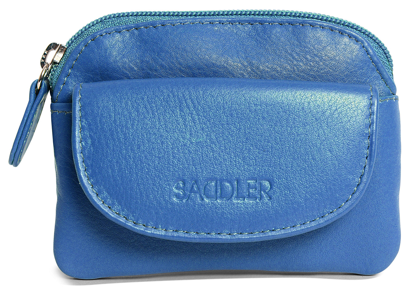 Compact Leather Zip-Top Coin Purse "Molly" – Handmade by Saddler | RFID Protected & Gift Boxed | With Front Pocket & Interior Key Ring
