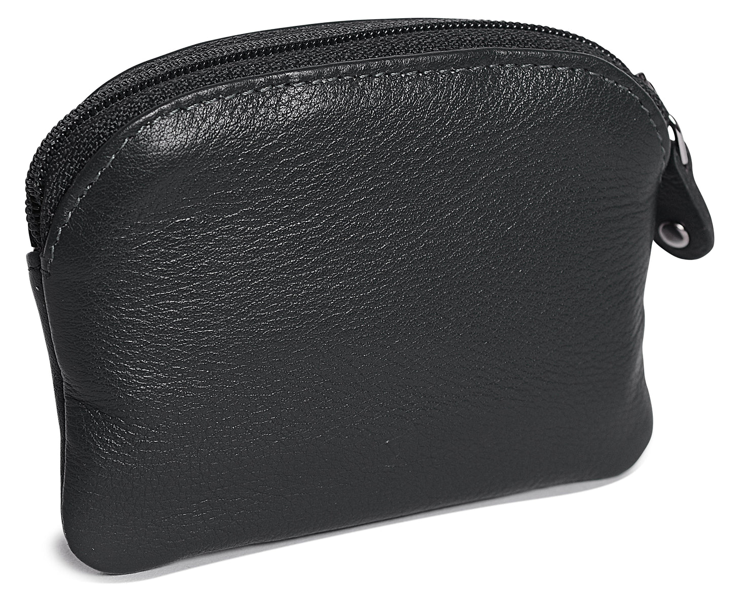 Compact Leather Zip-Top Coin Purse "Molly" – Handmade by Saddler | RFID Protected & Gift Boxed | With Front Pocket & Interior Key Ring