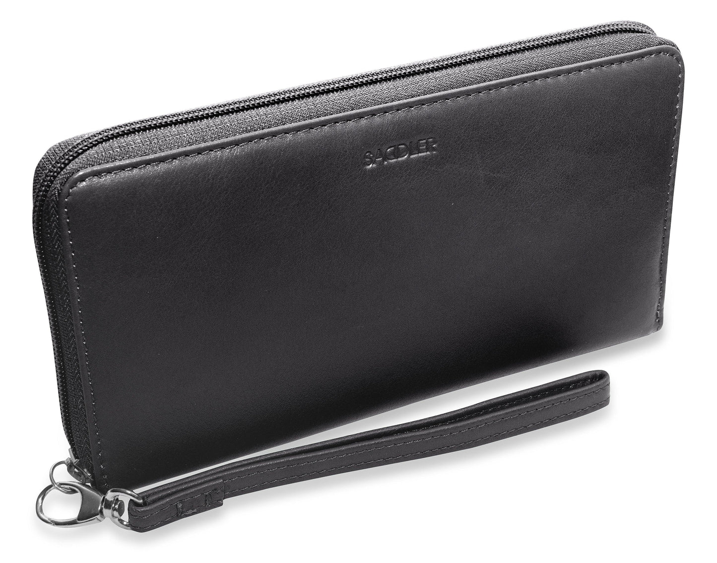 SADDLER SOPHIA Leather Zip Around Purse  - 15 Card slots, Mobile Phone Pocket,  Detachable Wrist Strap- RFID Protected