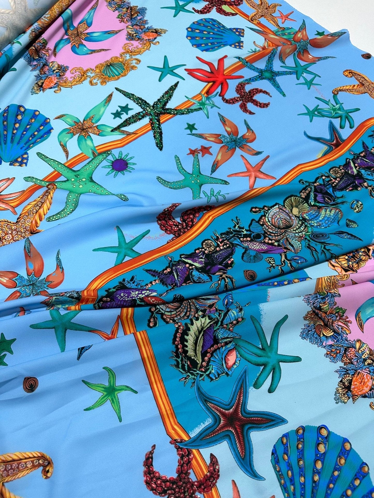 Baby Blue Oyster Sea Shell Fabric