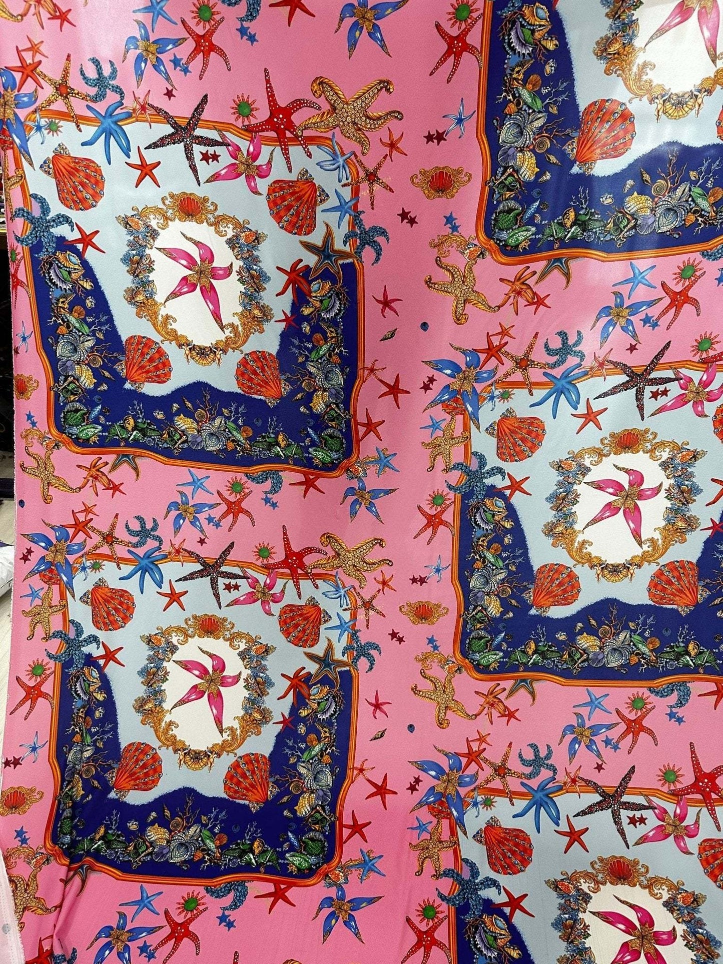 Coastal Sea Shell Fabric – Available in Satin, Crepe, Spandex & Chiffon | By Metre