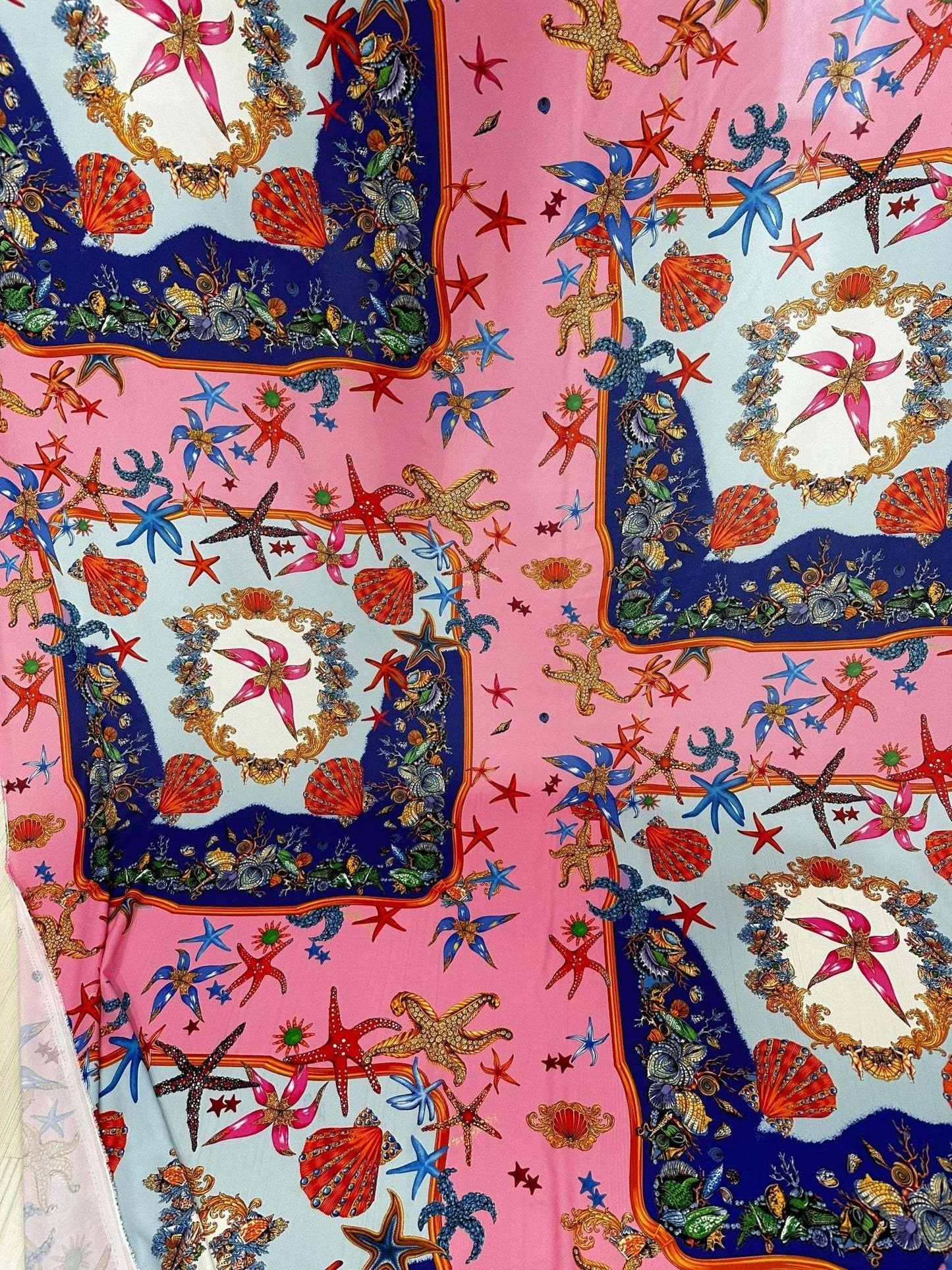 Coastal Sea Shell Fabric – Available in Satin, Crepe, Spandex & Chiffon | By Metre