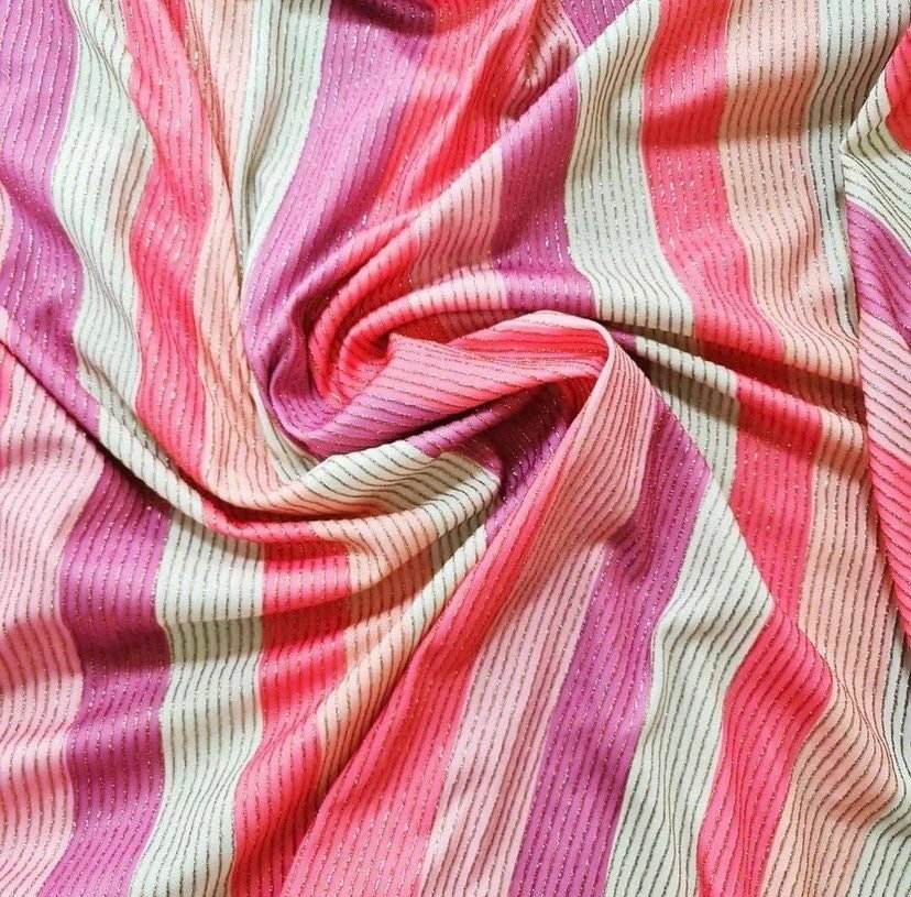Striped Glitter Lurex Stretch Fabric