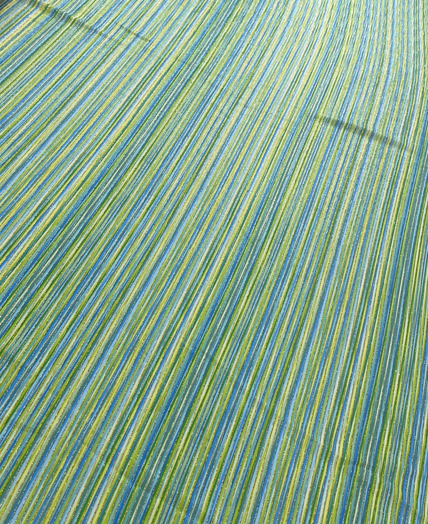 Blue Green Striped Shimmer Ottoman Fabric
