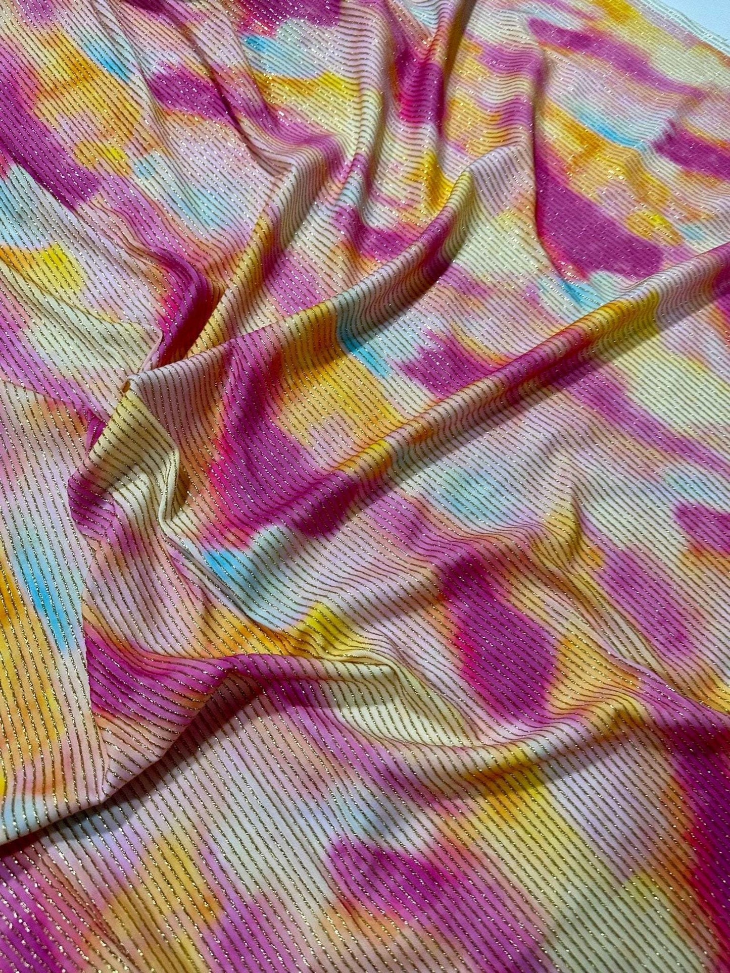 Shimmer Tie Dye Ottoman Fabric - Soft 4-Way Stretch for Stylish Decor