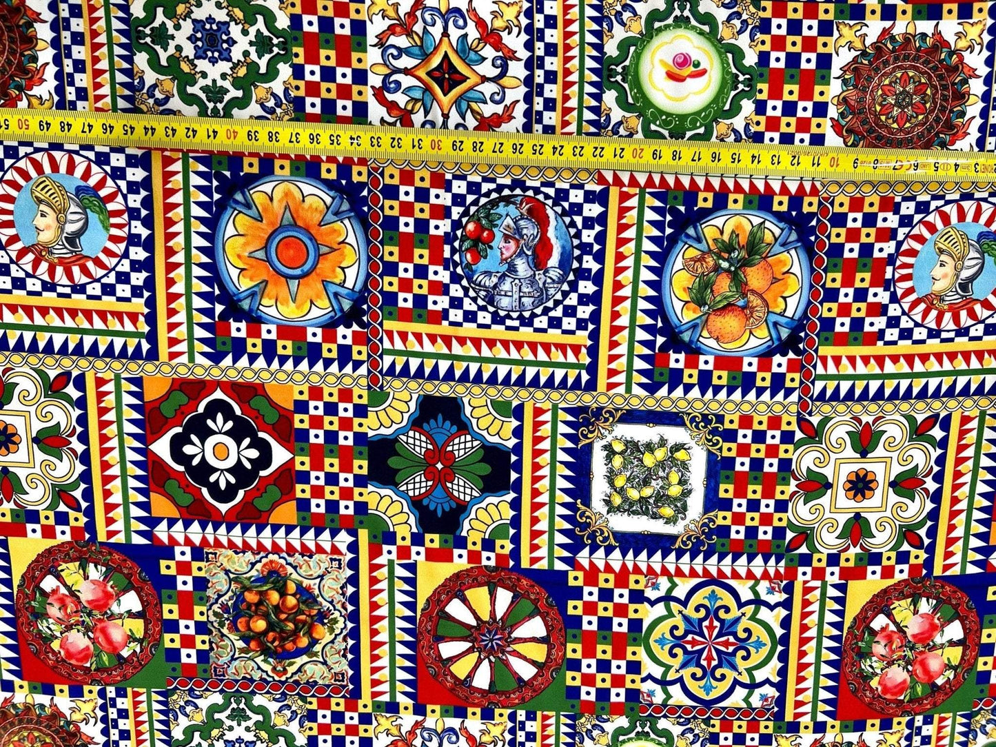 Sicilian Pattern Italian Fabric for Fashion and Home Décor – Custom Printed Fabric, Choose Material by Metre