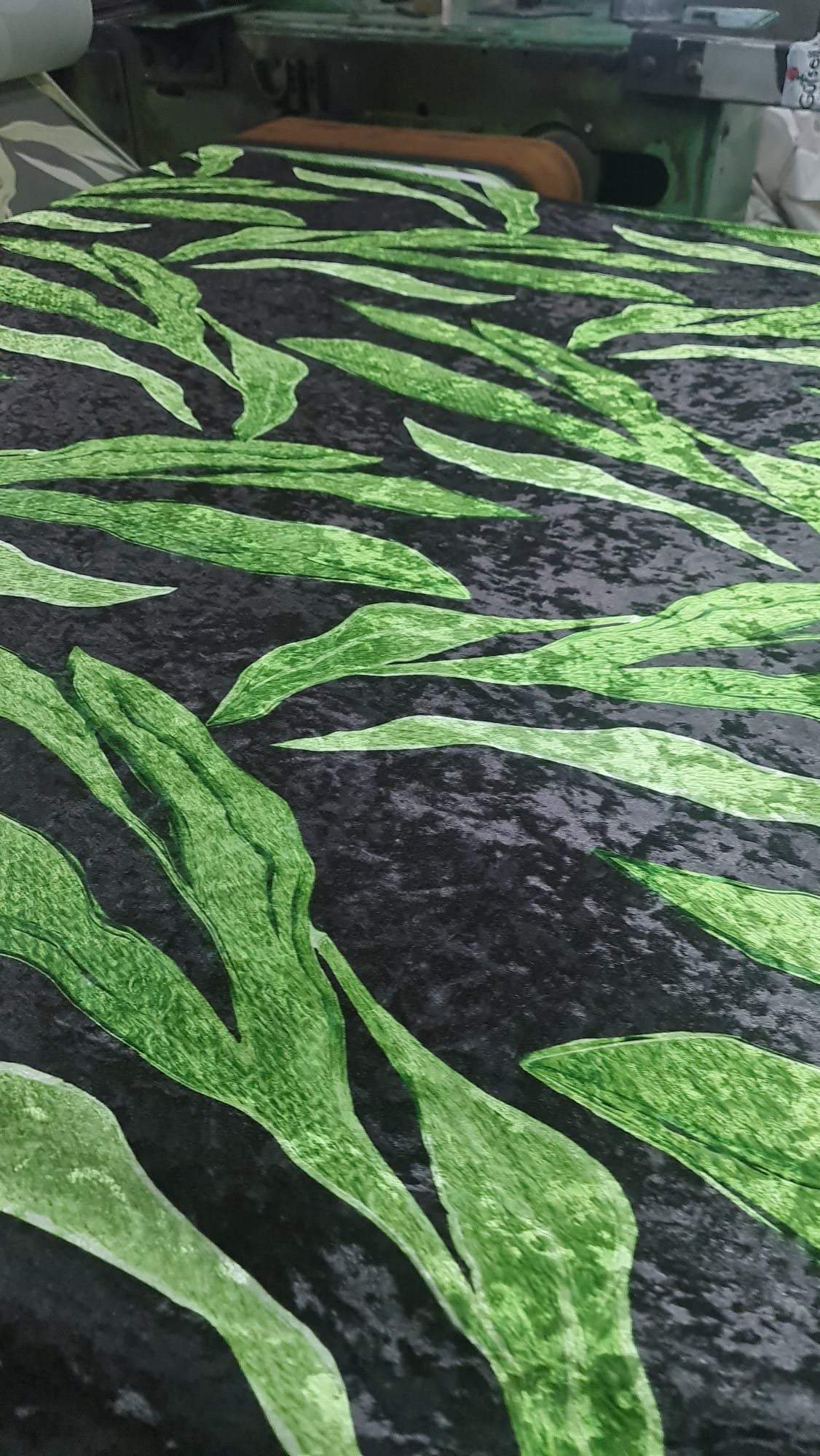Silky Velvet Fabric , Leaf Pattern Fabric