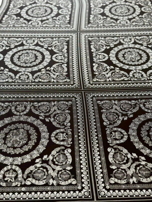 Baroque Silver Fabric – Custom Printed Fabric, Choose Material by Metre